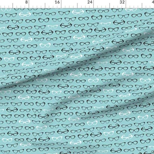 Spoonflower Fabric - Cats Eye Glasses Retro Vintage Nerd Geek Prin...