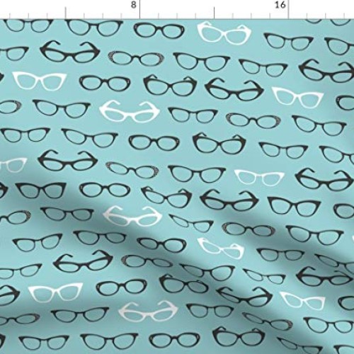 Spoonflower Fabric - Cats Eye Glasses Retro Vintage Nerd Geek Prin...