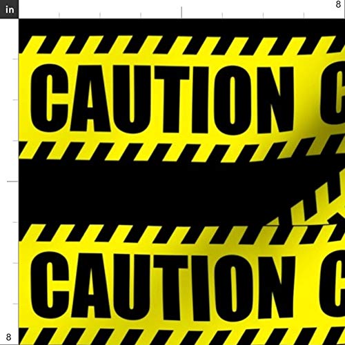 Spoonflower Fabric - Caution Tape Construction Firefighter Stripes...