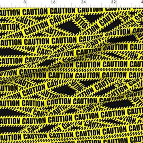 Spoonflower Fabric - Caution Tape Construction Firefighter Stripes...