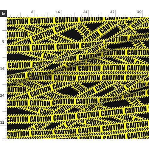 Spoonflower Fabric - Caution Tape Construction Firefighter Stripes...