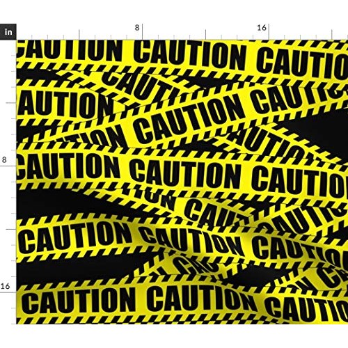 Spoonflower Fabric - Caution Tape Construction Firefighter Stripes...