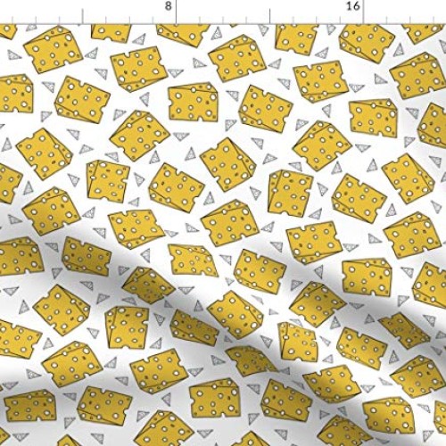 Spoonflower Fabric - Cheese Novelty Food Print Kitchen Kids Mouse ...