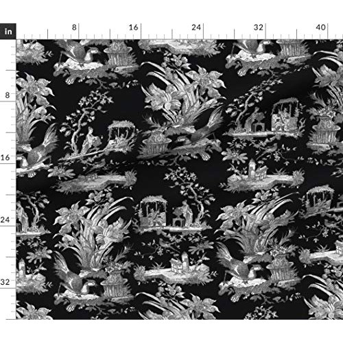 Spoonflower Fabric - Chinoiserie Toile Black White Asian Modern Ch...