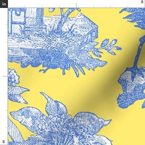 Spoonflower Fabric - Chinoiserie Toile Lemon Yellow Asian Printed ...
