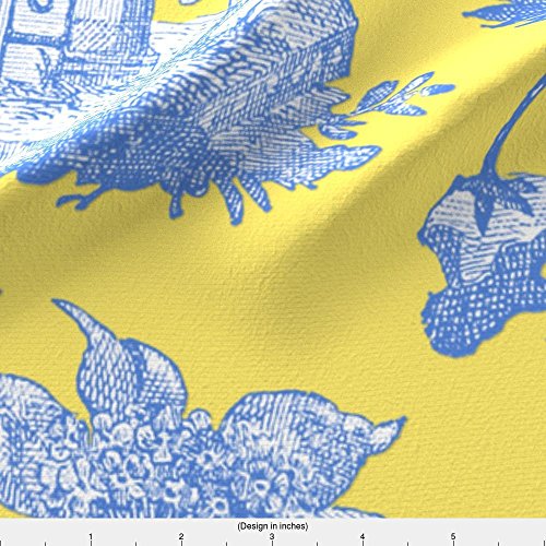 Spoonflower Fabric - Chinoiserie Toile Lemon Yellow Asian Printed ...
