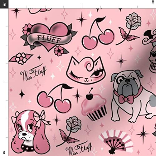 Spoonflower Fabric - Classic Pattern Pink Medium Rockabilly Retro ...