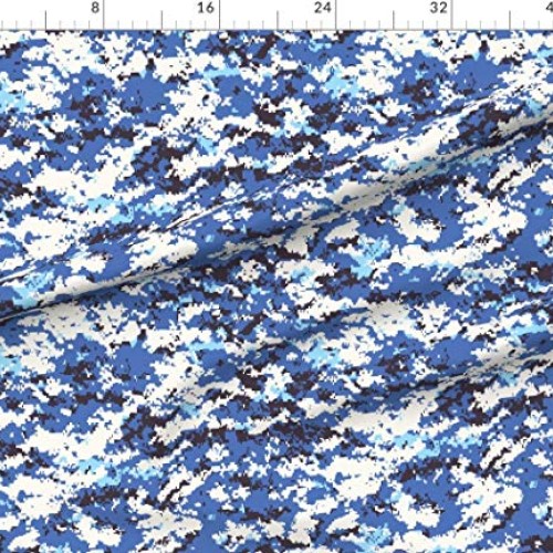 Spoonflower Fabric - Digital Blue Camo Camouflage Abstract Printed...