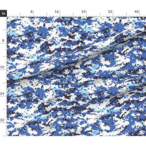 Spoonflower Fabric - Digital Blue Camo Camouflage Abstract Printed...