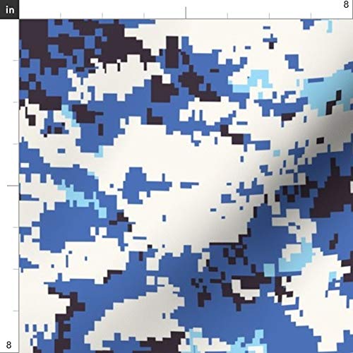 Spoonflower Fabric - Digital Blue Camo Camouflage Abstract Printed...