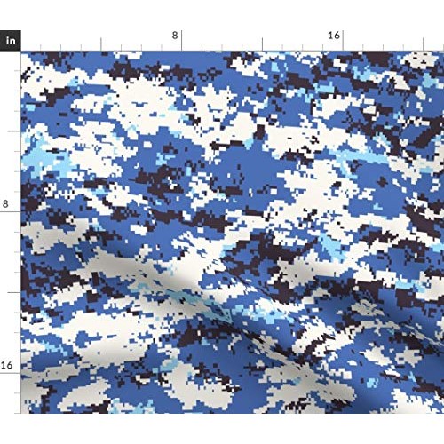 Spoonflower Fabric - Digital Blue Camo Camouflage Abstract Printed...