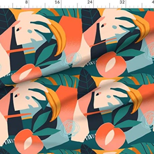 Spoonflower Fabric - Exotic Pattern Tropical Peach Banana Fruits C...