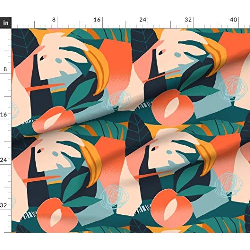Spoonflower Fabric - Exotic Pattern Tropical Peach Banana Fruits C...
