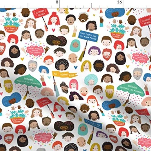 Spoonflower Fabric - Faces Happy People Funny Novelty Kids Whimsic...