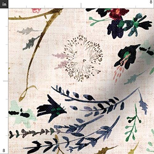 Spoonflower Fabric - Floral Fable, Blush, Beige, Bohemian, Vintage...