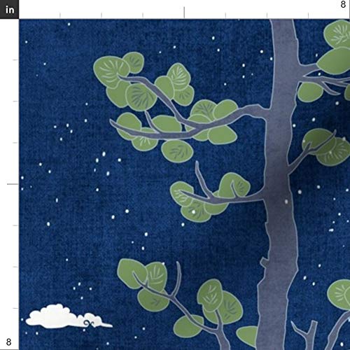 Spoonflower Fabric - Forest Crane Indigo Japanese Print Bird Tree ...