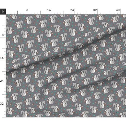Spoonflower Fabric - Forest Squirrel Squirrels Leaves & Acorn Autu...