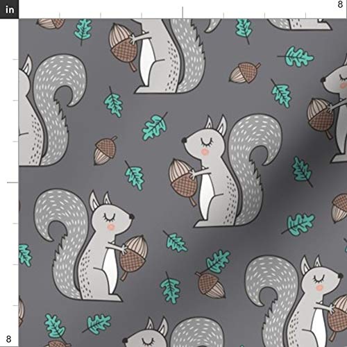 Spoonflower Fabric - Forest Squirrel Squirrels Leaves & Acorn Autu...