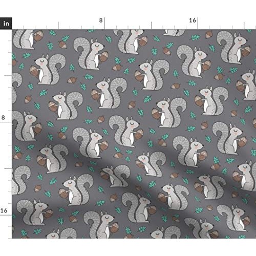 Spoonflower Fabric - Forest Squirrel Squirrels Leaves & Acorn Autu...