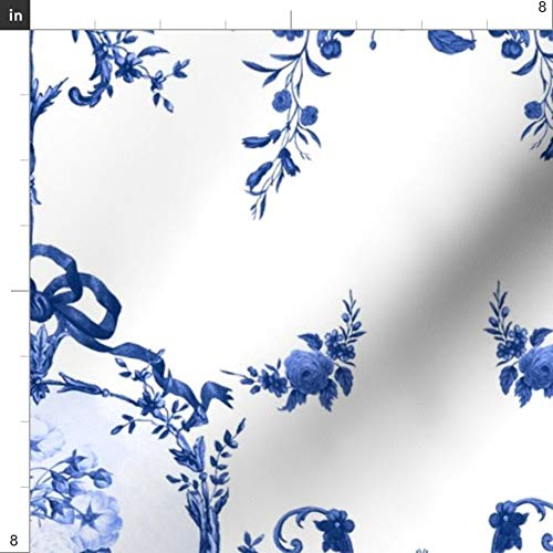 Spoonflower Fabric - French Toile Roses Vintage Flowers Floral Far...
