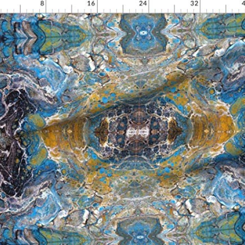 Spoonflower Fabric - Geology Rocks Geode Mineral Blue Abstract Pri...