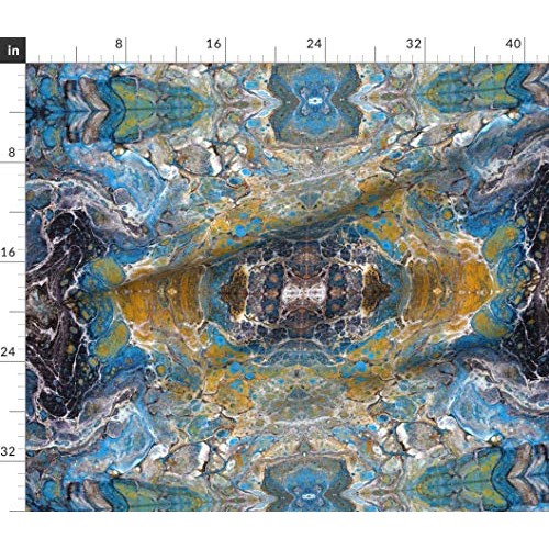 Spoonflower Fabric - Geology Rocks Geode Mineral Blue Abstract Pri...