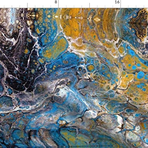Spoonflower Fabric - Geology Rocks Geode Mineral Blue Abstract Pri...