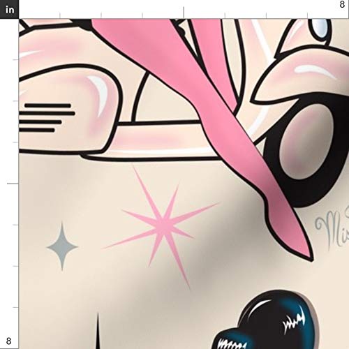 Spoonflower Fabric - Girls Large Vintage Retro Art Pinup Rockabill...
