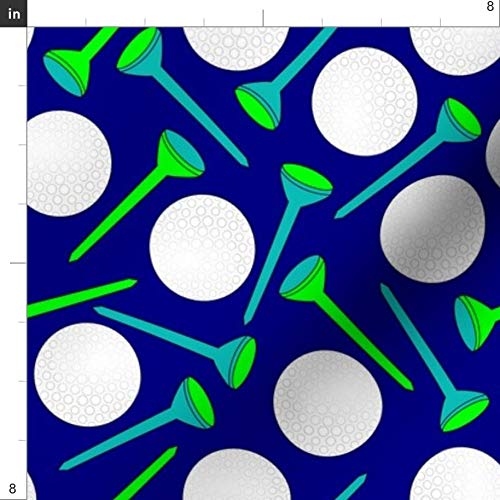 Spoonflower Fabric - Golf, Golf Ball, Tee, Sports, Blue, Green, Pr...
