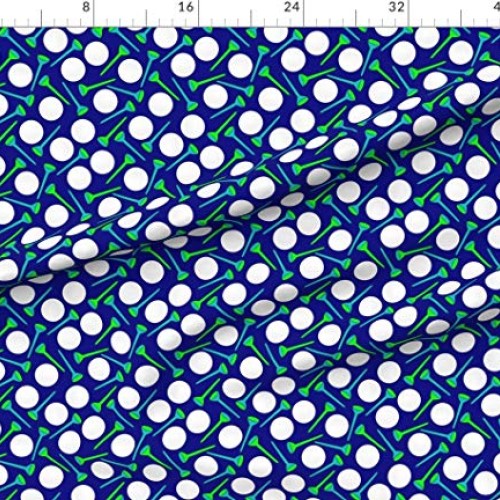 Spoonflower Fabric - Golf, Golf Ball, Tee, Sports, Blue, Green, Pr...