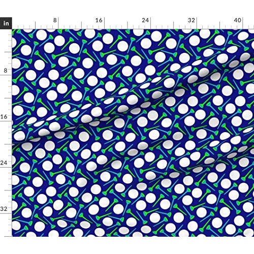 Spoonflower Fabric - Golf, Golf Ball, Tee, Sports, Blue, Green, Pr...