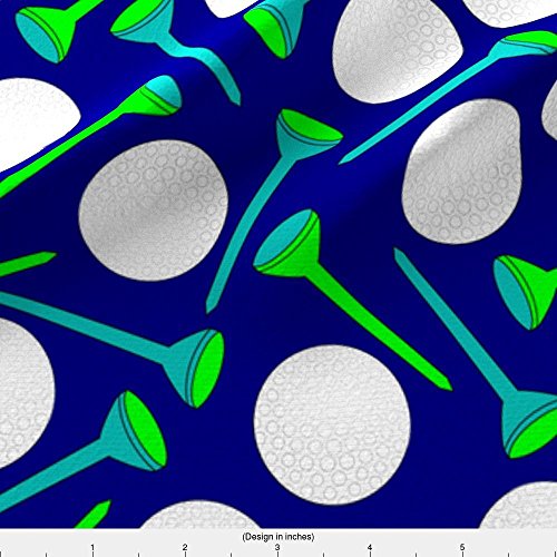 Spoonflower Fabric - Golf, Golf Ball, Tee, Sports, Blue, Green, Pr...