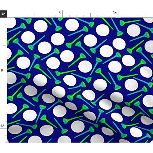 Spoonflower Fabric - Golf, Golf Ball, Tee, Sports, Blue, Green, Pr...