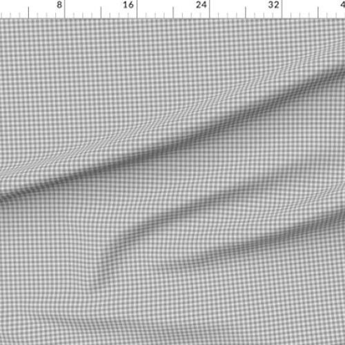 Spoonflower Fabric - Grey Gingham Check Plaid Printed on Petal Sig...