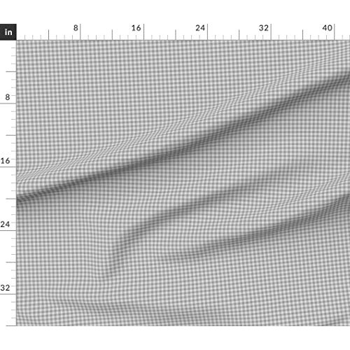 Spoonflower Fabric - Grey Gingham Check Plaid Printed on Petal Sig...