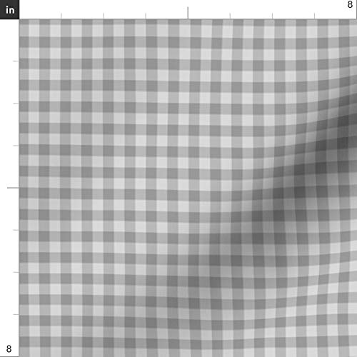 Spoonflower Fabric - Grey Gingham Check Plaid Printed on Petal Sig...
