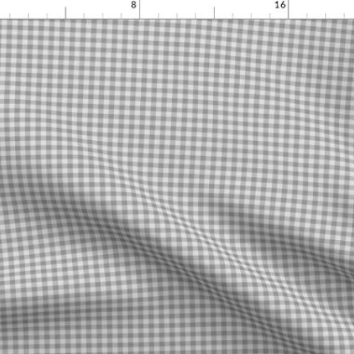 Spoonflower Fabric - Grey Gingham Check Plaid Printed on Petal Sig...