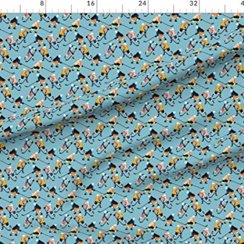 Spoonflower Fabric - Hockey Fun Kids Sport on Blue Printed on Peta...