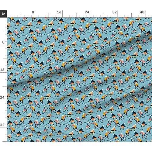 Spoonflower Fabric - Hockey Fun Kids Sport on Blue Printed on Peta...