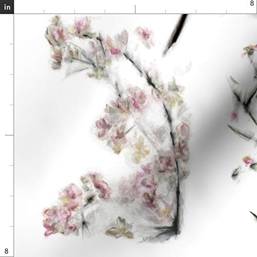 Spoonflower Fabric - Hummingbirds Flowers White Background Humming...