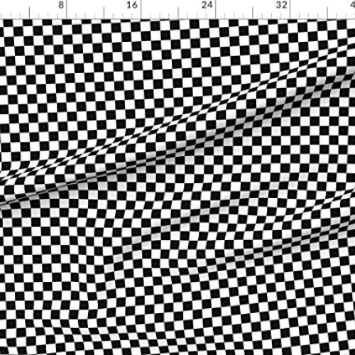 Spoonflower Fabric - Inch Black White Checkered Checkerboard Flag ...