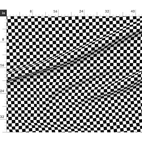 Spoonflower Fabric - Inch Black White Checkered Checkerboard Flag ...