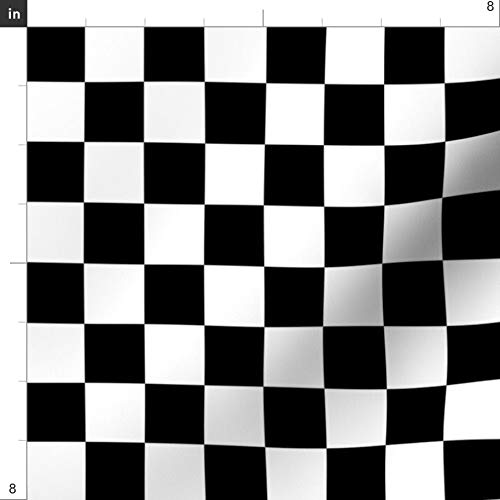 Spoonflower Fabric - Inch Black White Checkered Checkerboard Flag ...