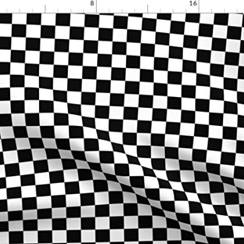 Spoonflower Fabric - Inch Black White Checkered Checkerboard Flag ...