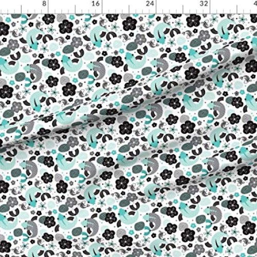 Spoonflower Fabric - Koi Carp Japanese Fish Illustration Asian Pat...