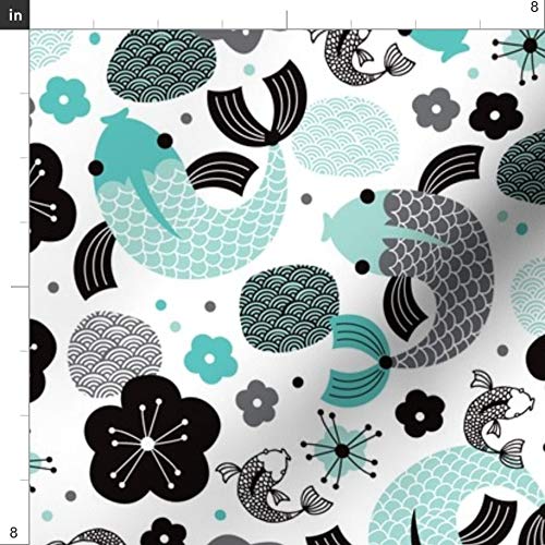 Spoonflower Fabric - Koi Carp Japanese Fish Illustration Asian Pat...