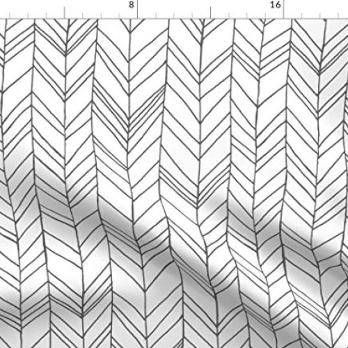 Spoonflower Fabric - Large Chevron Modern Feather Geometric White ...