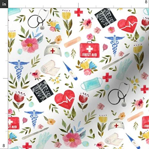 Spoonflower Fabric - Love Medical White Nurse Doctor Hospital Scru...