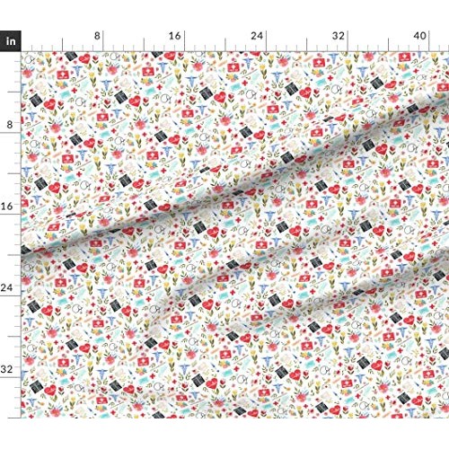Spoonflower Fabric - Love Medical White Nurse Doctor Hospital Scru...