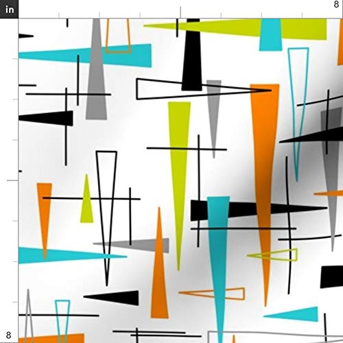 Spoonflower Fabric - Mid Century Modern Fresh Orange Lime Aqua Gra...